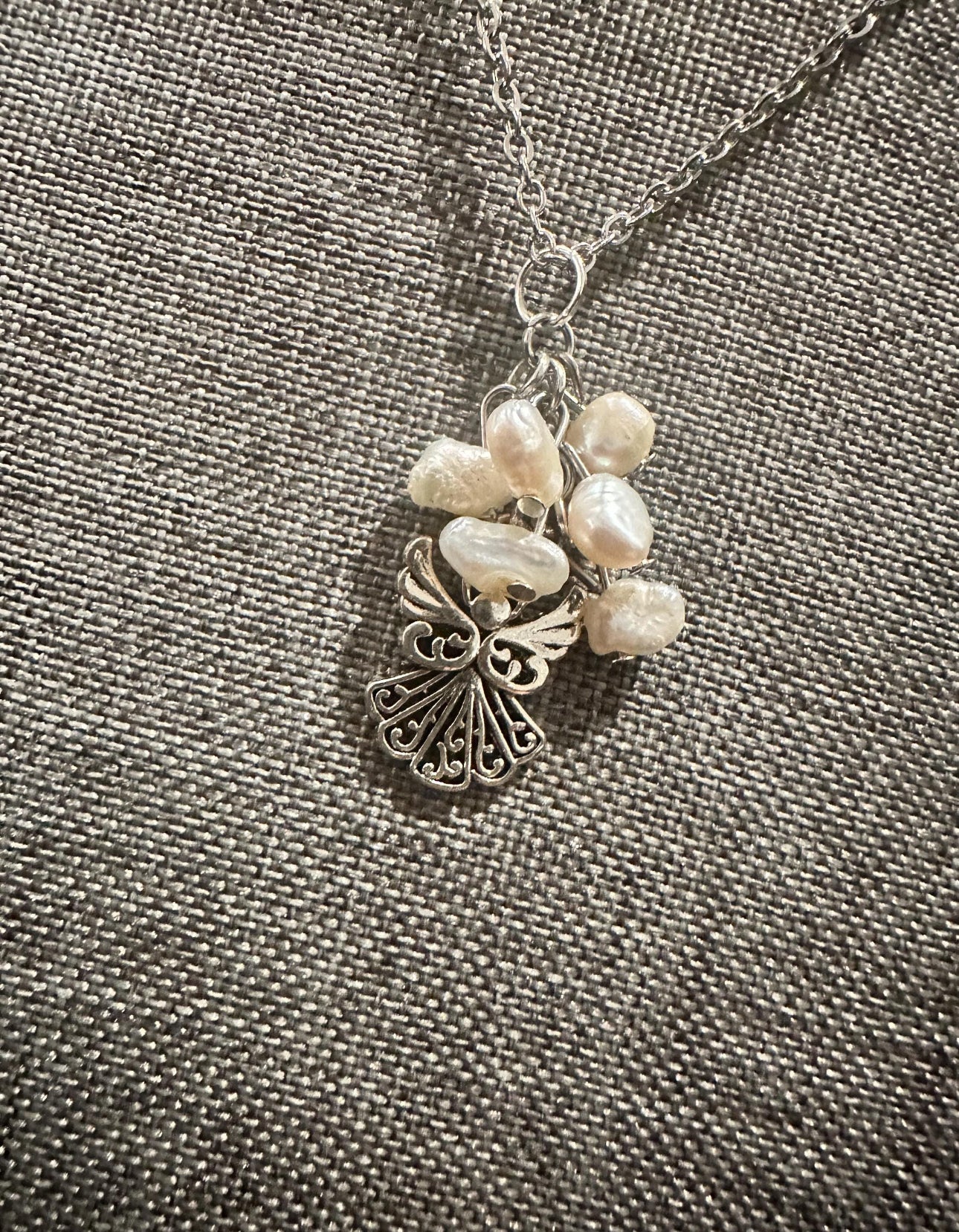 Pearls & Protection – Guardian Angel Necklace with Real Pearls