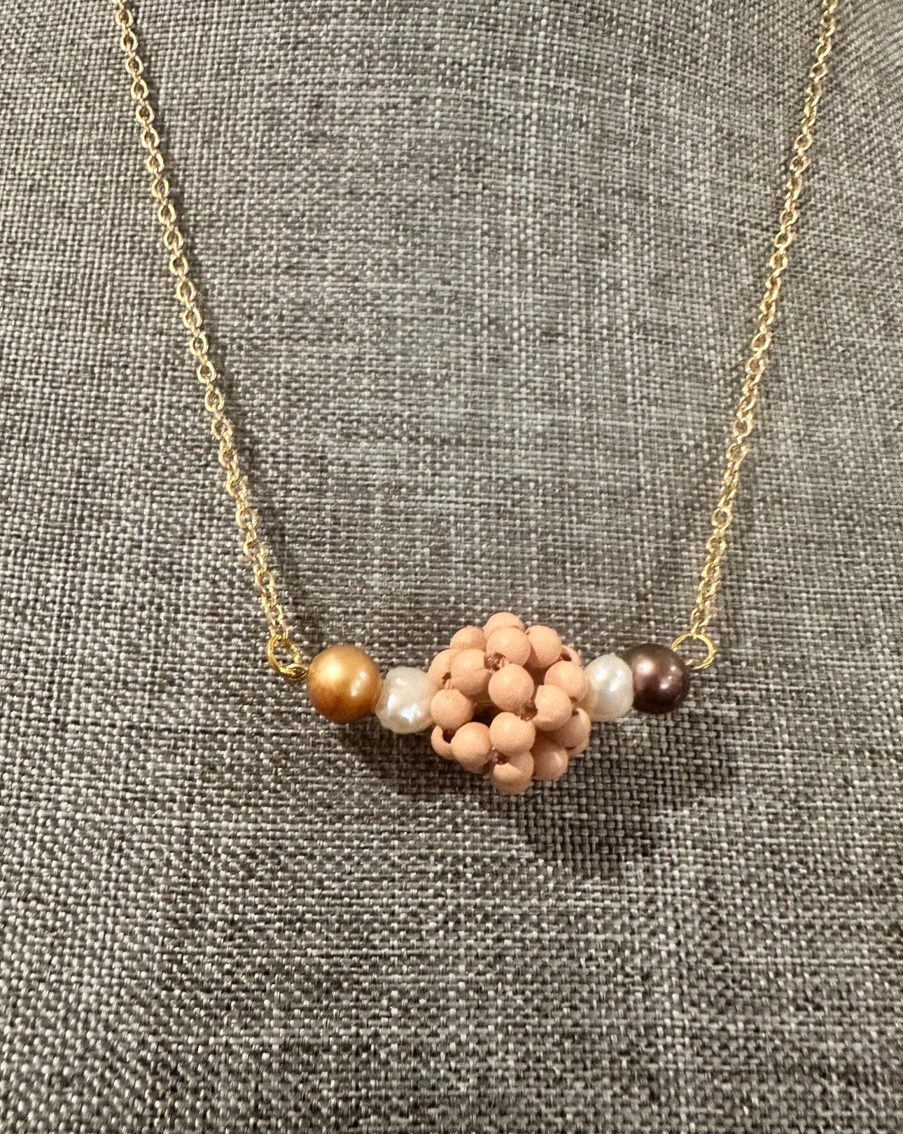 Bold Cluster Bar Necklace with Freshwater Pearls – Handmade by ShuckIt