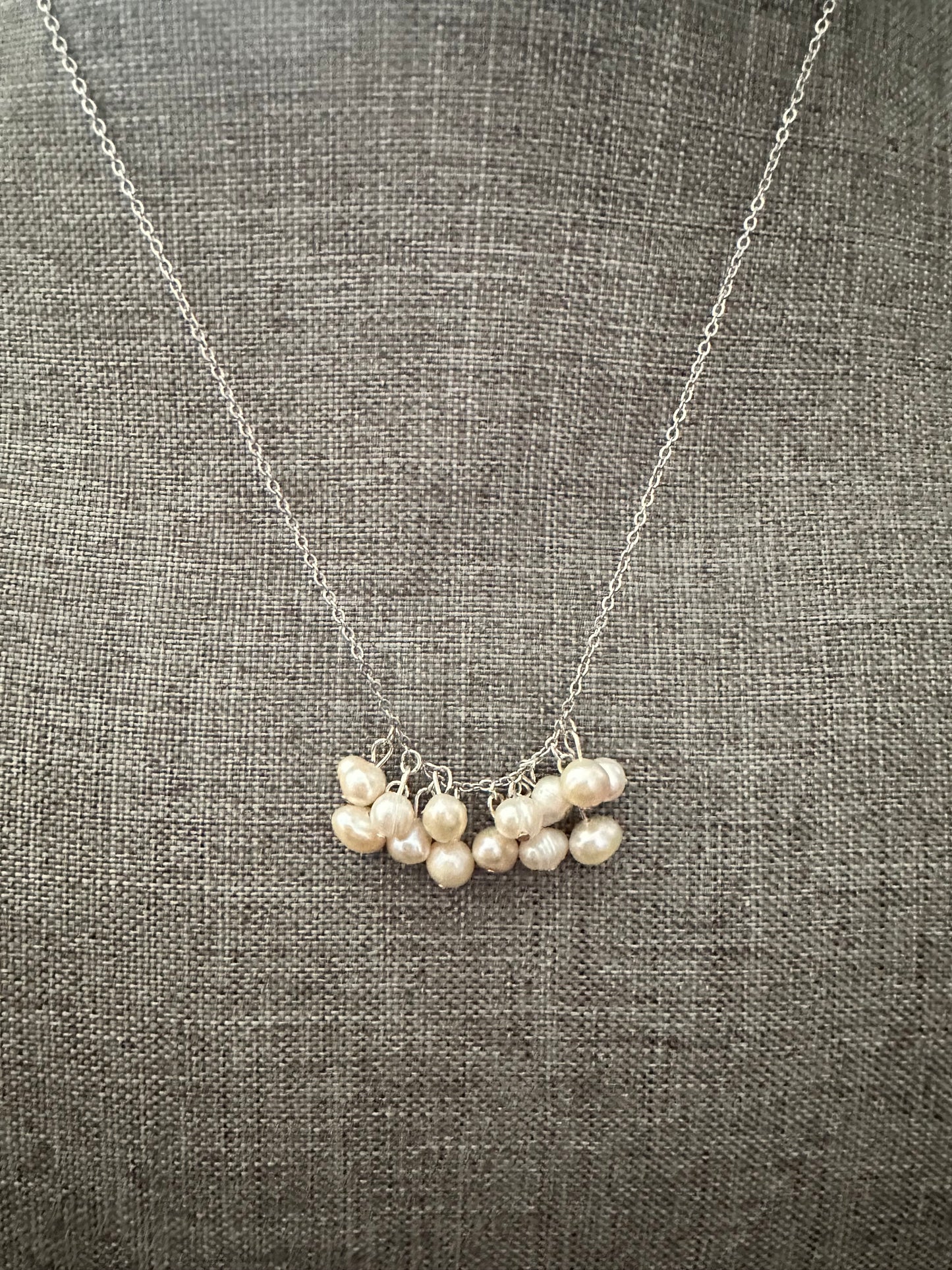 Pearl Rainfall Necklace — Stainless Steel, Handmade with Real Shucked Pearls