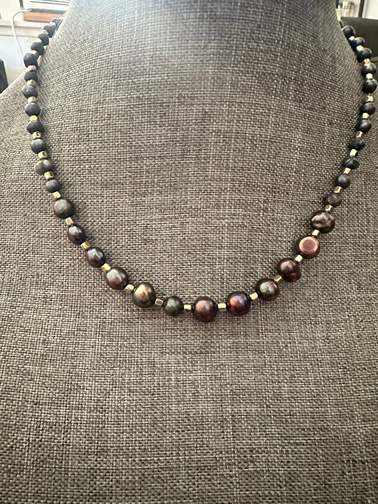 Midnight Glow Pearl Necklace — Handmade with Real Shucked Pearls