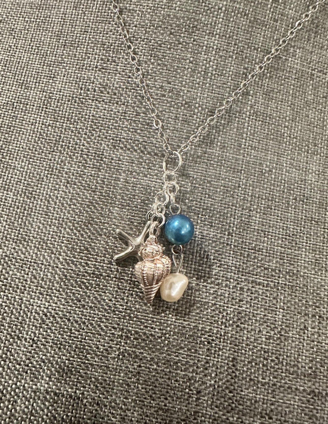 Ocean Energy Charm Necklace – Silver, Pearl & Beachy Babe Vibes